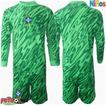 Camiseta Brasil Portero Primera Equipación para niños Copa America 2024 manga larga (+ pantalones cortos)
